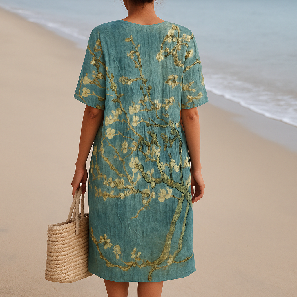 Almondé Elegant Blaugrüne Kleid mit Bunt Blumenmuster für Ausgezeichneten Stil