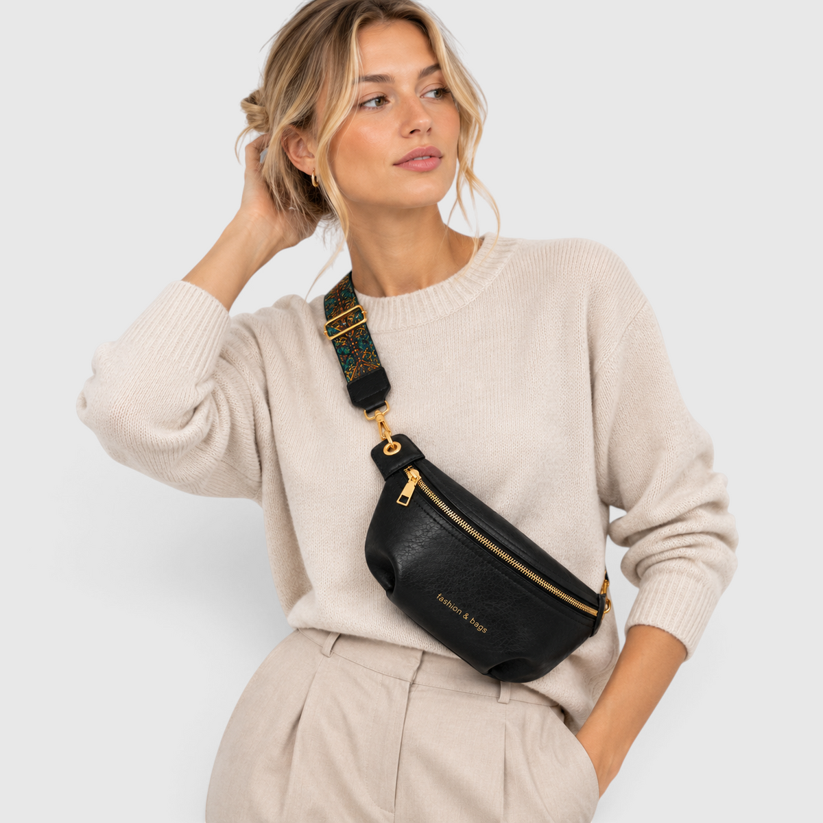 Trendige PU-Leder Gürteltasche mit breitem Riemen – Ideal für den Alltag