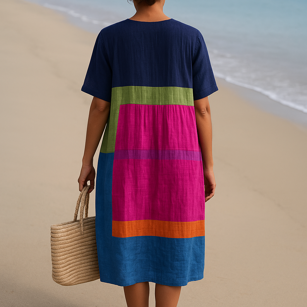 Ariane | Charmantes Kleid in lebendigen Blockfarben für alle Anlässe