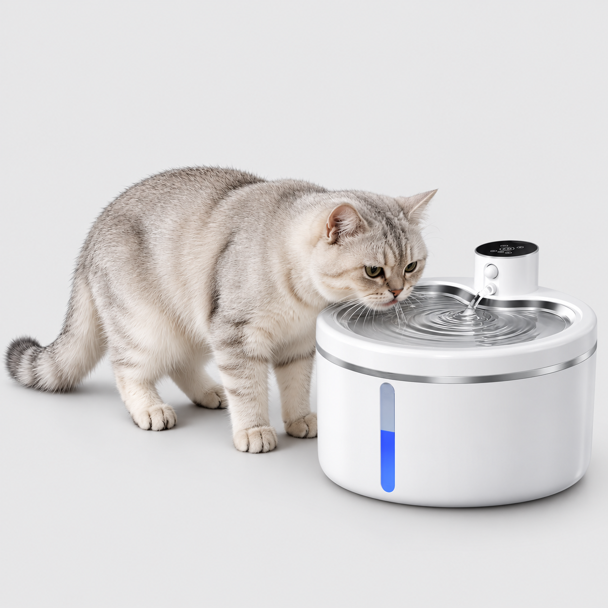 Trinkbrunnen Edelstahl für Katze & Hund - Akku betrieben, mit Sensor