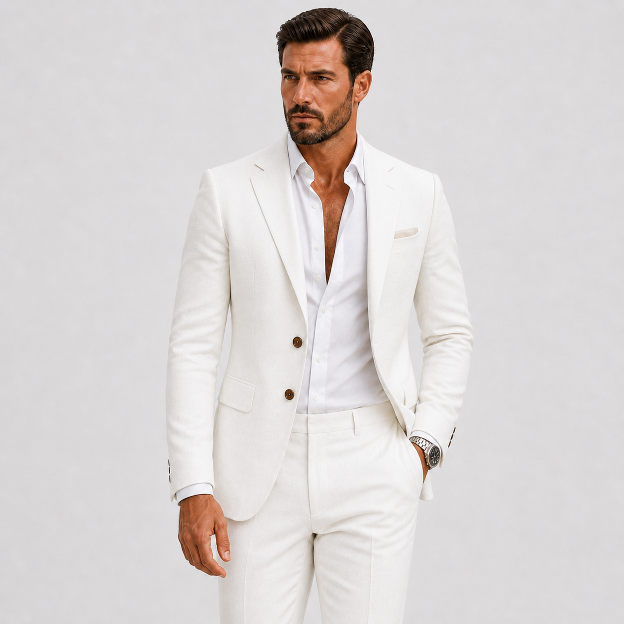 Herre Linnedjakkesæt Slim-Fit - Sommerlig Elegance - Wit - Suits