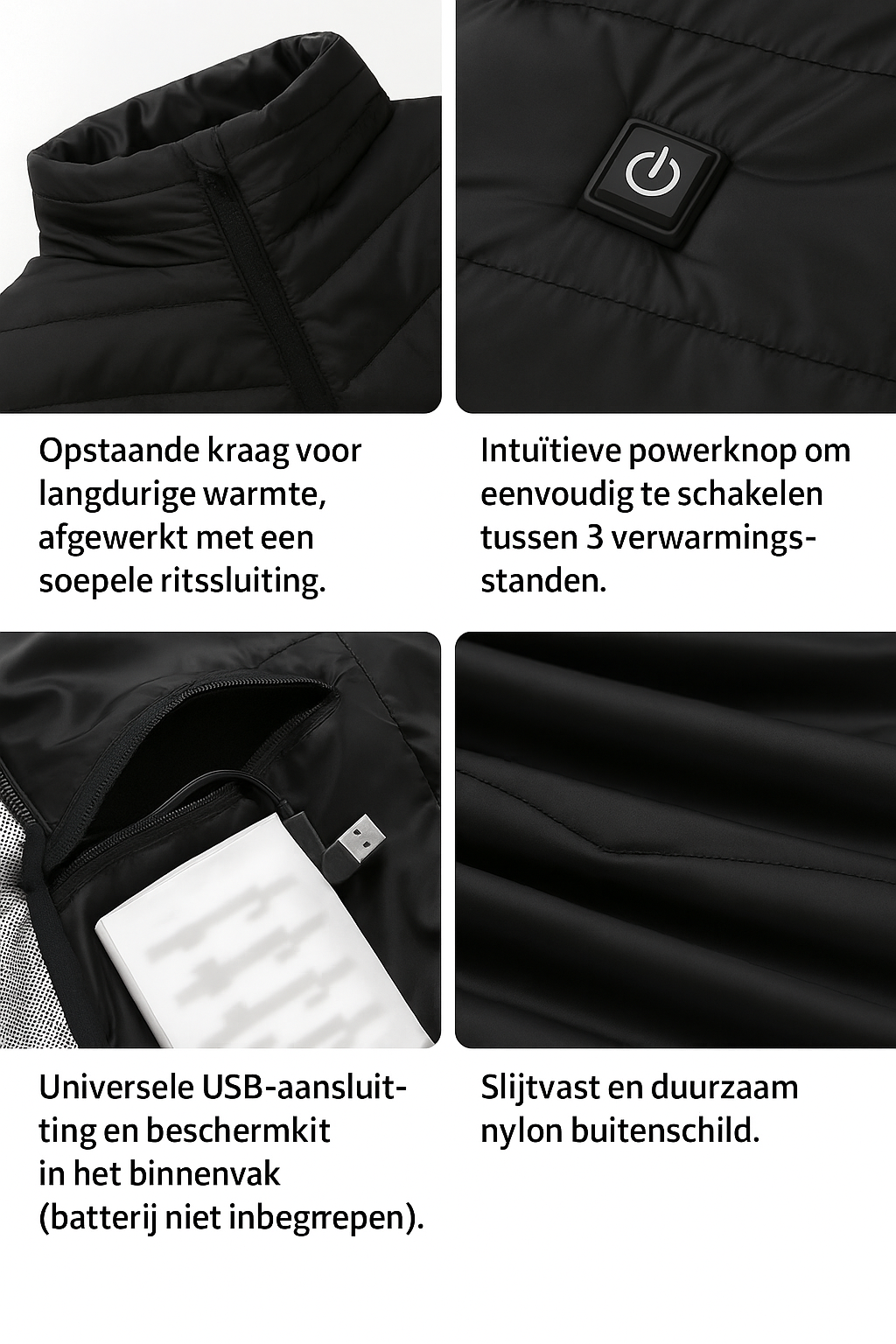 Unisex Elektrische Beheizte Weste - USB-Heizung, Einstellbare Temperatur
