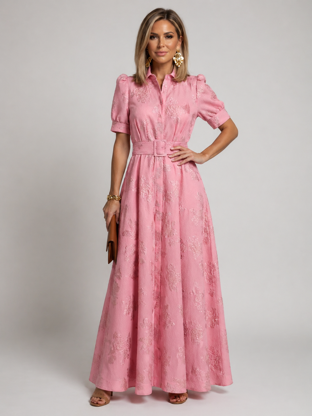 Lina & Emma™ | Geblümtes Maxikleid mit Gürtel