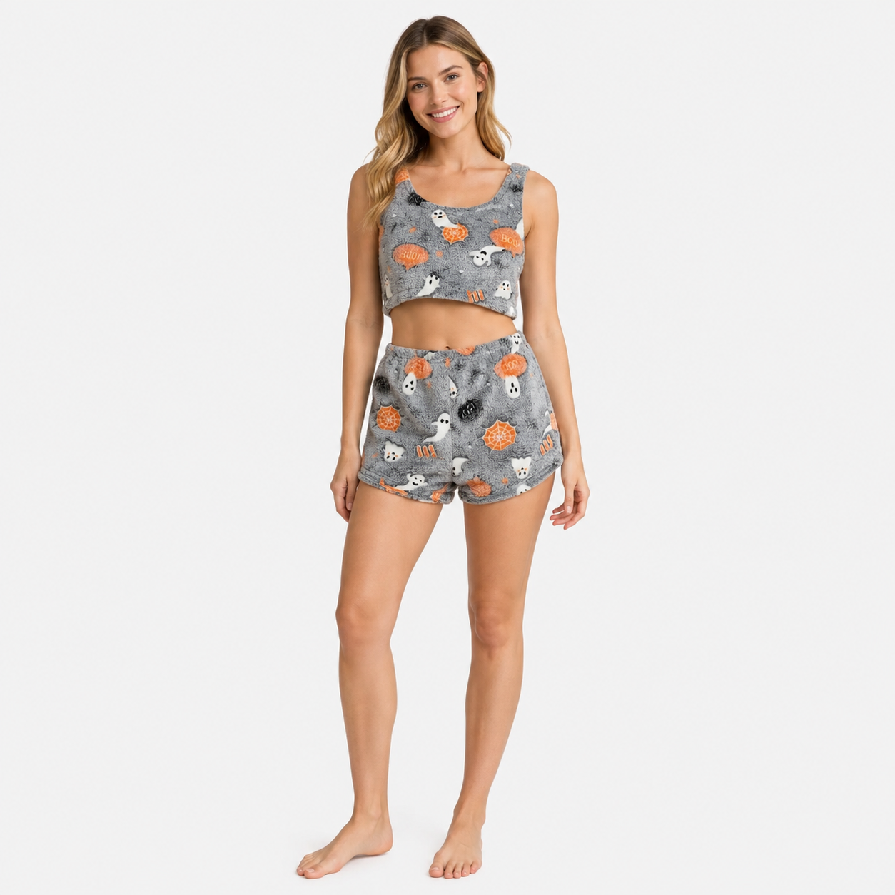 Halloween Pyjama Set Damen - Leuchtende Geistermuster