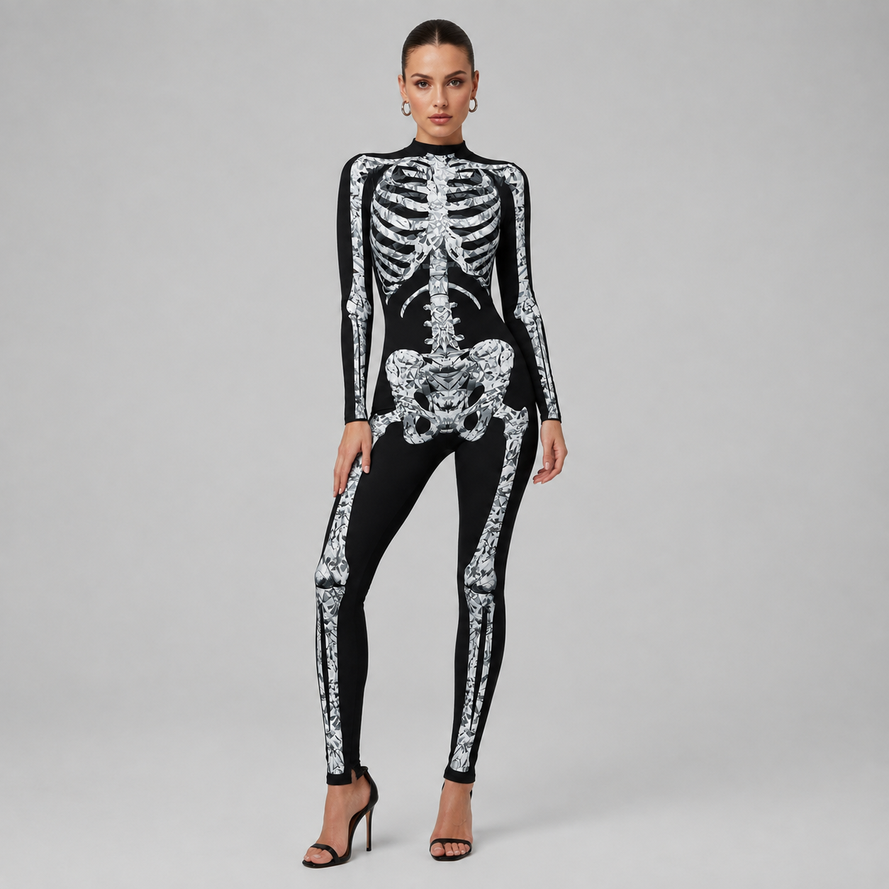 Gifts – Seasonal – Halloween : Skelet Jumpsuit Halloween Kostuum voor Volwassenen – Lange Mouwen in