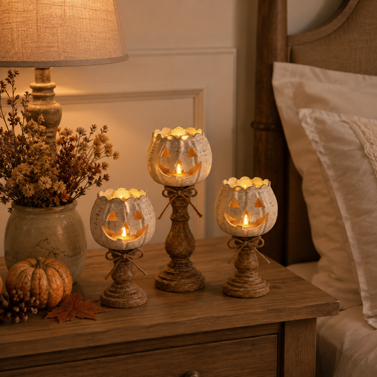 Halloween Kürbis mit LED-Licht - Sichere Deko für Herbststimmung