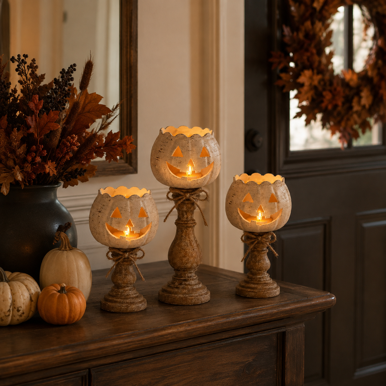 Halloween Kürbis mit LED-Licht - Sichere Deko für Herbststimmung