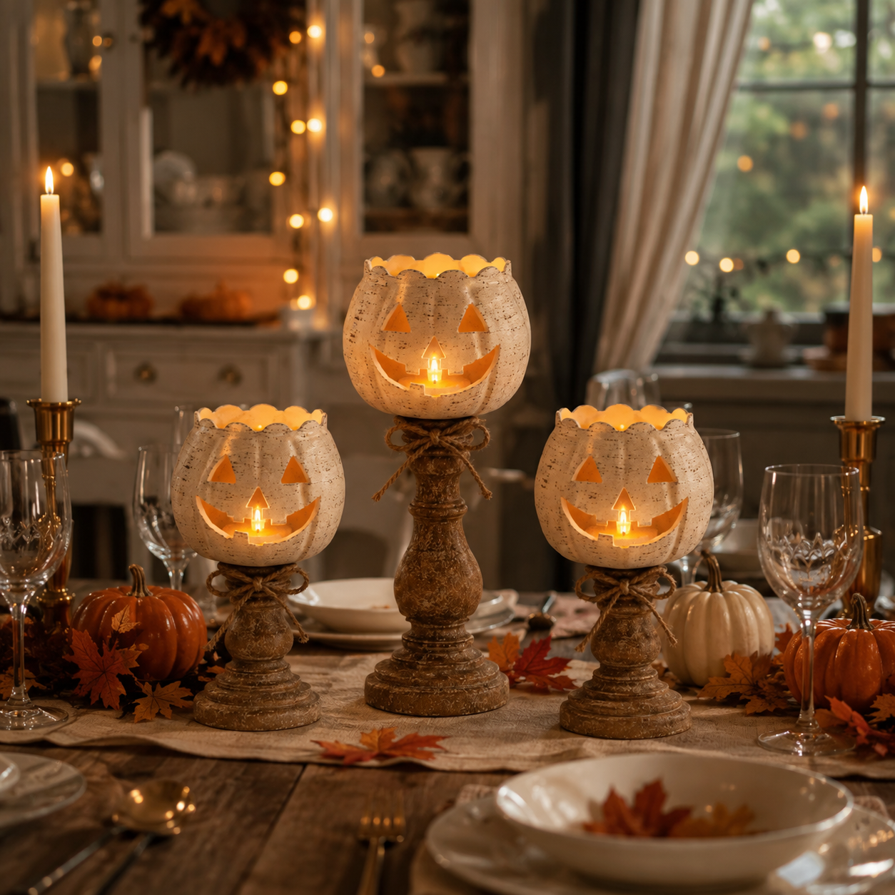 Halloween Kürbis mit LED-Licht - Sichere Deko für Herbststimmung