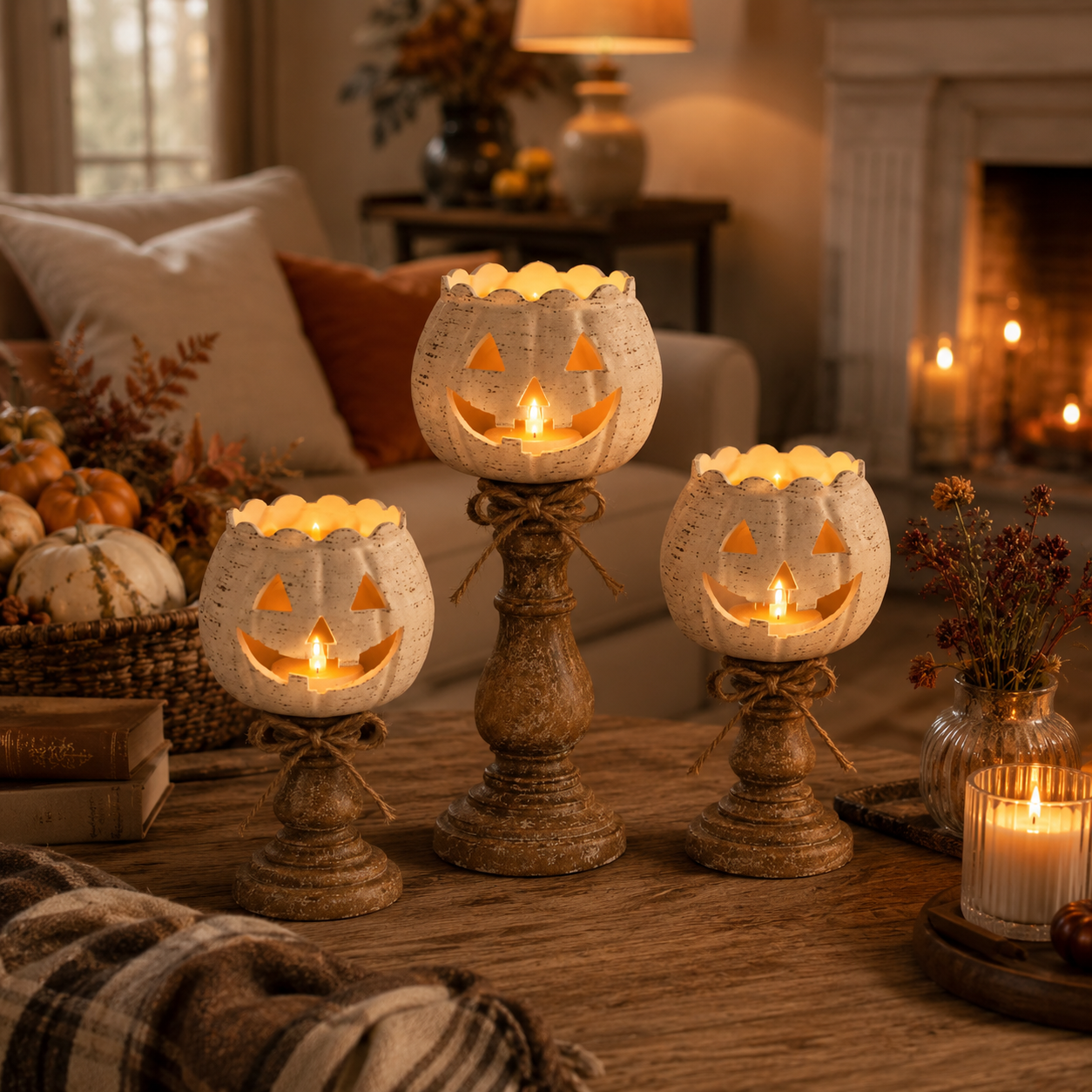 Halloween Kürbis mit LED-Licht - Sichere Deko für Herbststimmung