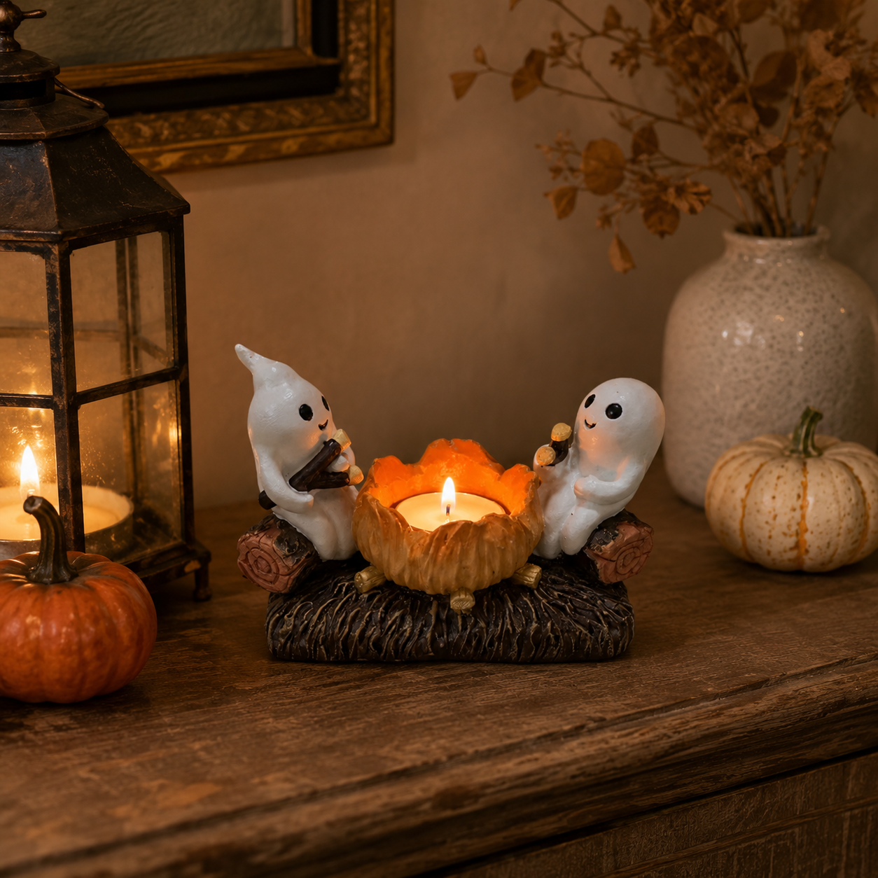 Geister Kerzenhalter Harz - Halloween & Herbst Tischdeko