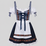 Dirndl Damen - Blaues Trachtenkleid mit Spitze für Oktoberfest