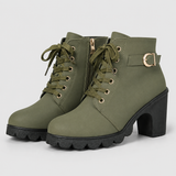 Damen-Stiefeletten - Blockabsatz, Schnürung und Komfortabler Halt