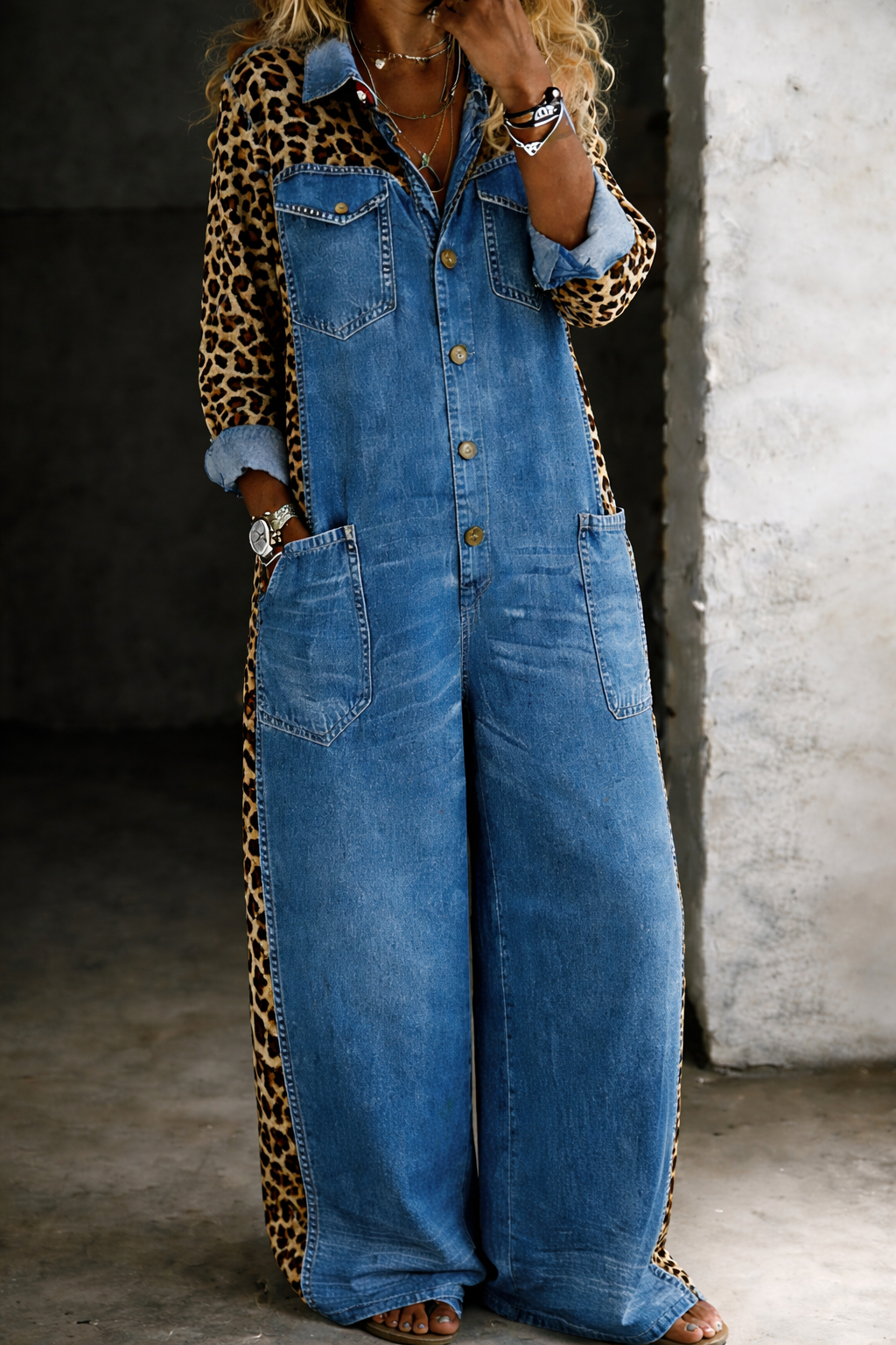 Amanda | Einteiliger Denim-Hemd-Jumpsuit