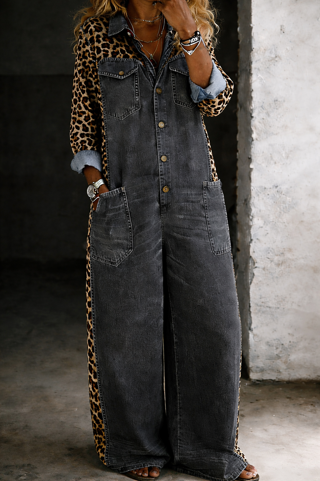 Amanda | Einteiliger Denim-Hemd-Jumpsuit