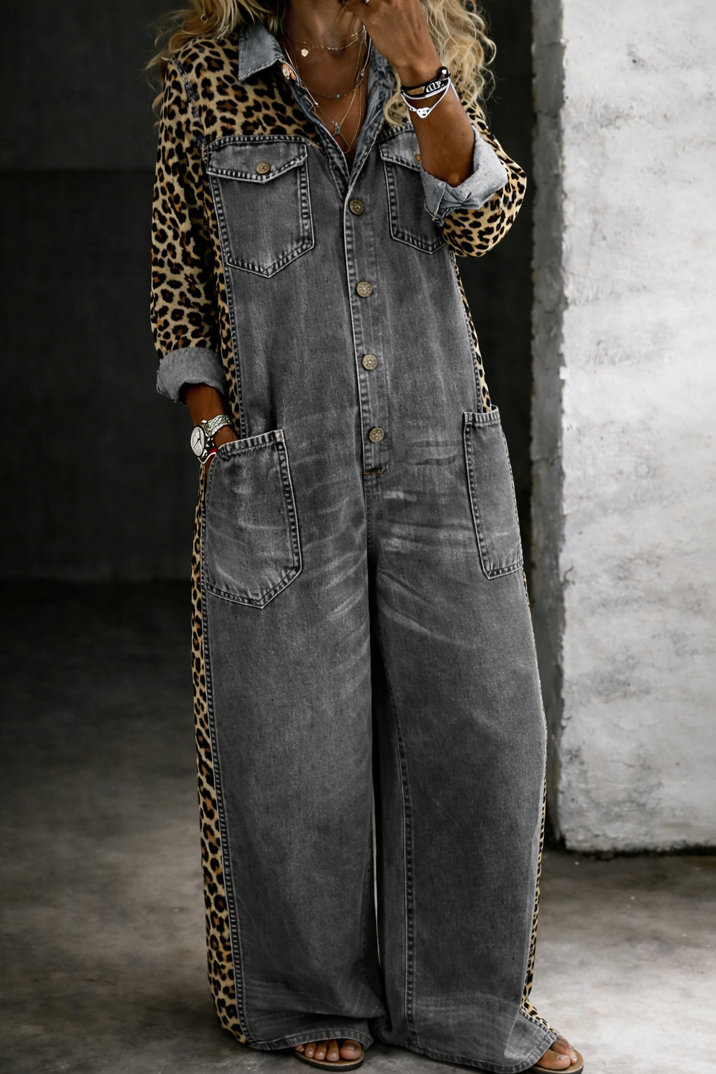 Amanda | Einteiliger Denim-Hemd-Jumpsuit