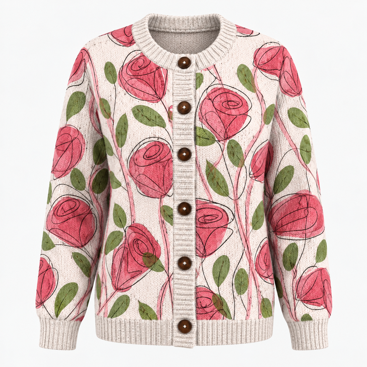 Chic und Casual Damen-Cardigan mit Digitaldruck
