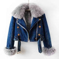 Isadora Giacca in denim con pelliccia