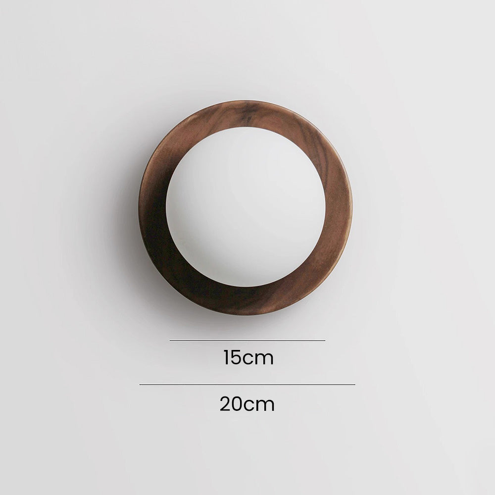 Zeitgenössische Wandapplikation aus Glas mit Holzplatte und eleganter LED-Beleuchtung