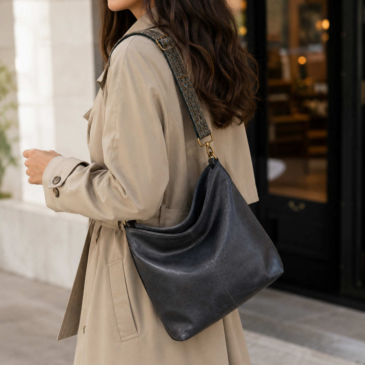 KRISTI - Damen Vintage Skuldertaske mit Lynlås