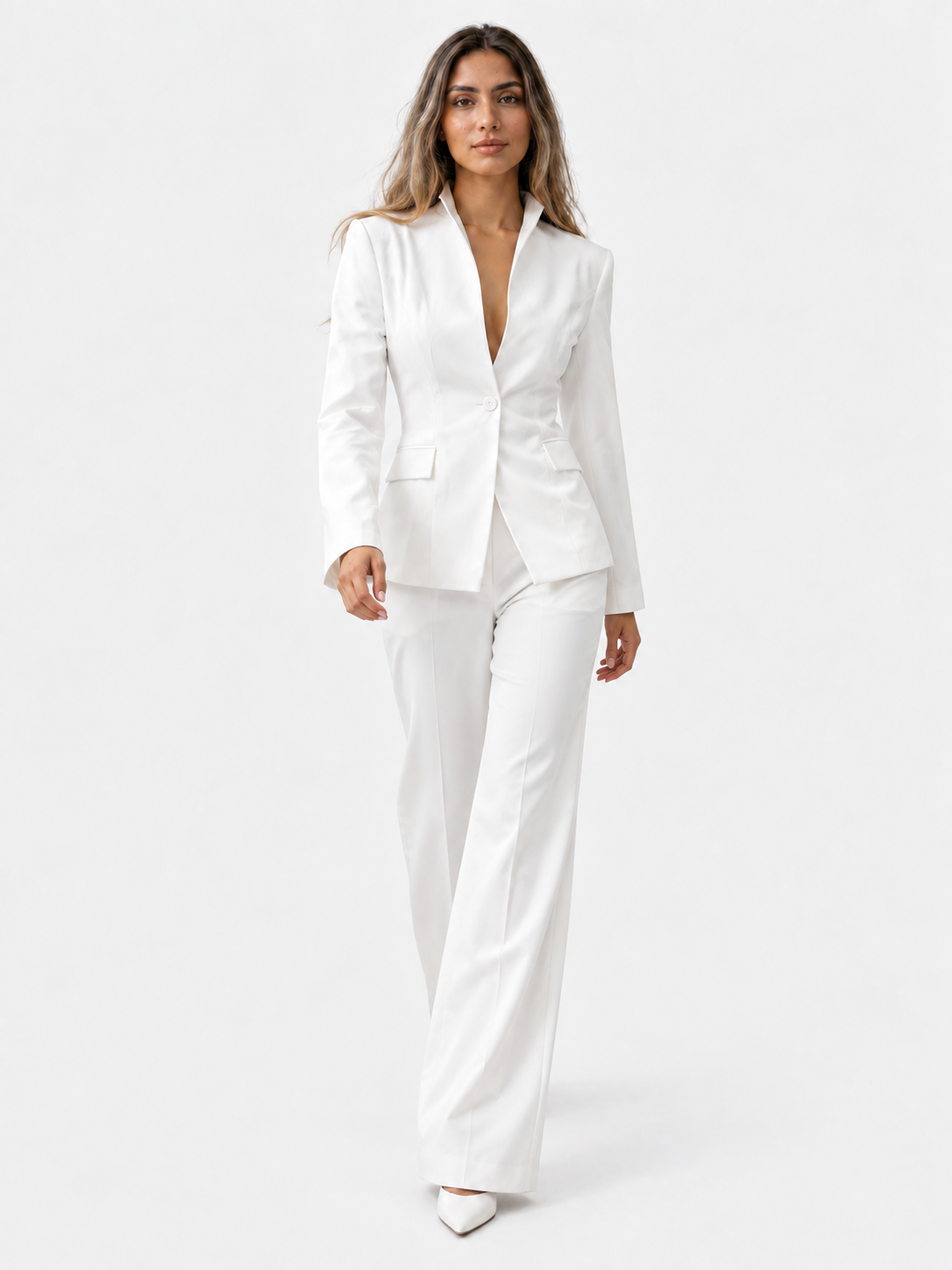 Damen 2-teiliges Hosenanzug-Set aus Polyester mit Blazer und Hose