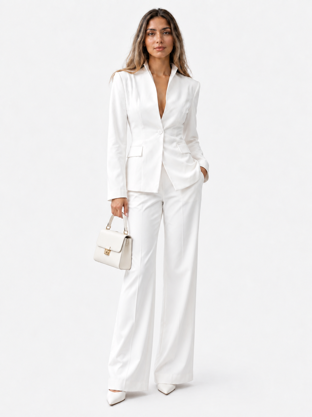 Damen 2-teiliges Hosenanzug-Set aus Polyester mit Blazer und Hose