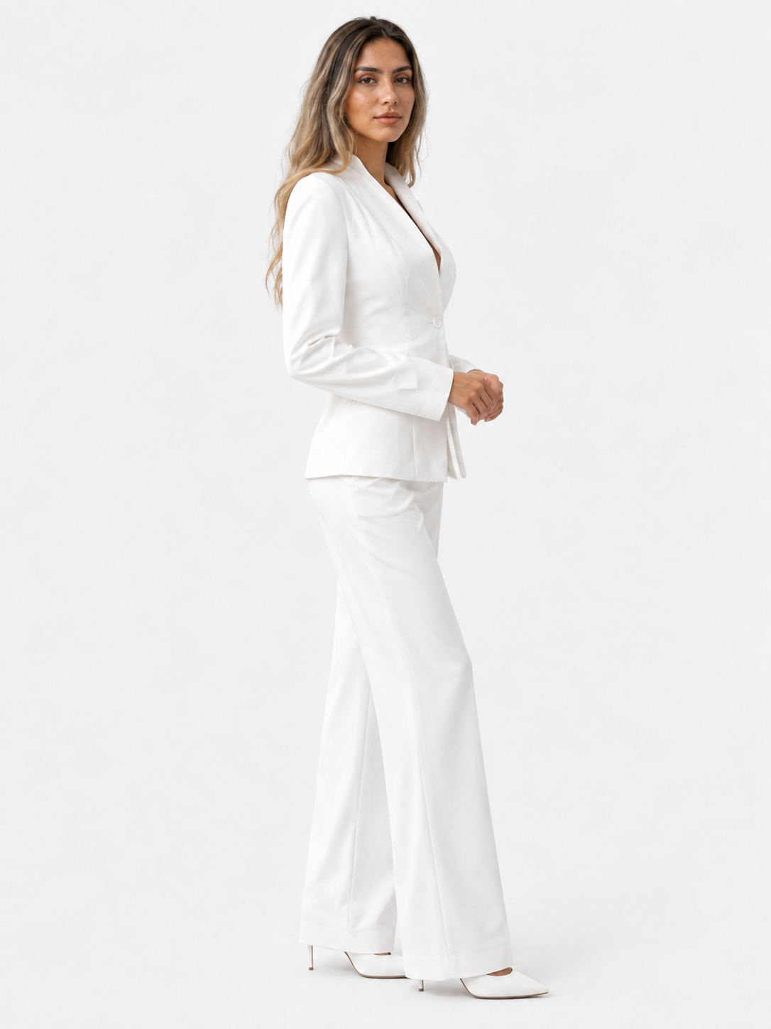 Damen 2-teiliges Hosenanzug-Set aus Polyester mit Blazer und Hose
