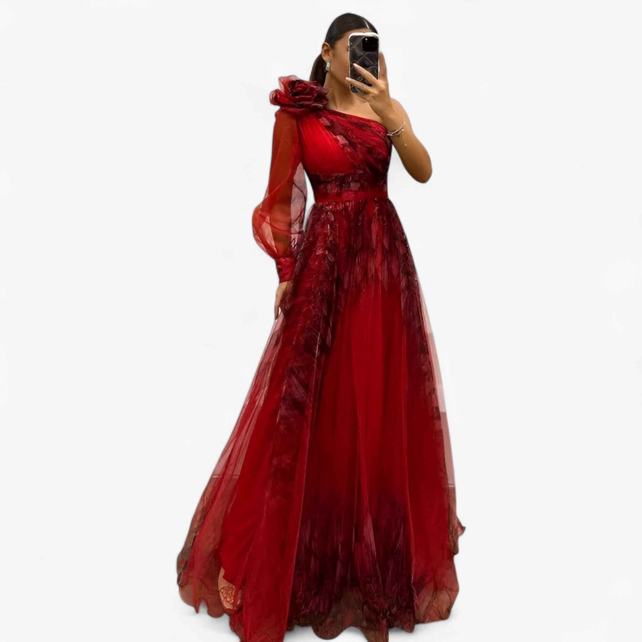 Alma | Damen Asymmetrisches Maxikleid für Feste