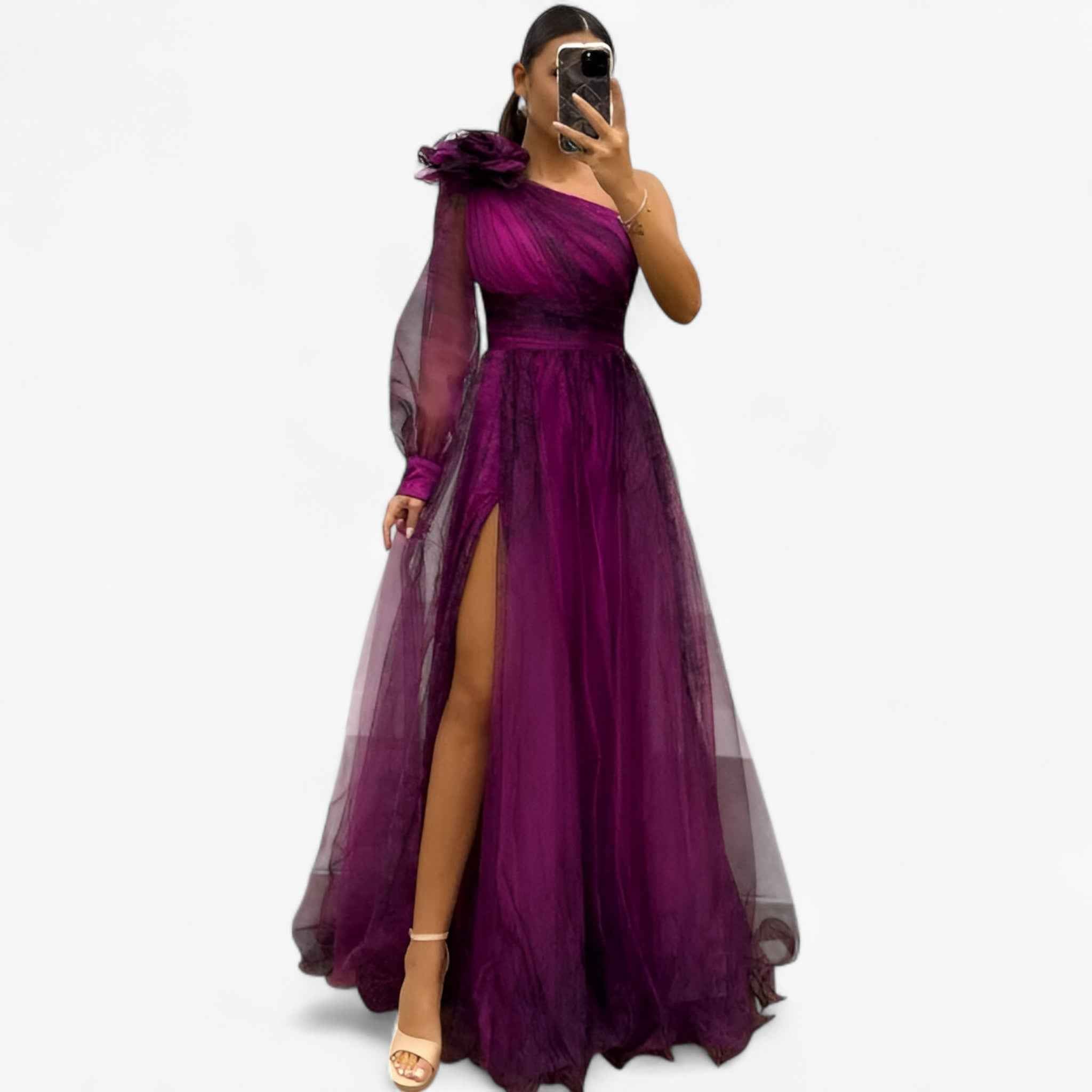 Alma | Damen Asymmetrisches Maxikleid für Feste