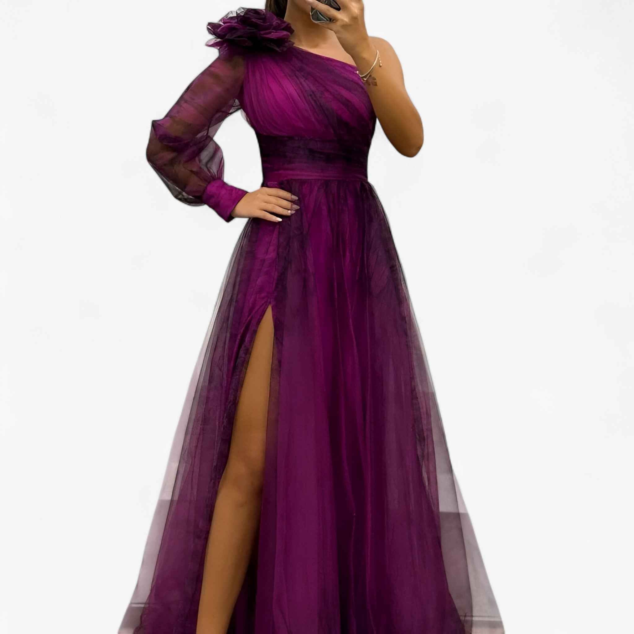 Alma | Damen Asymmetrisches Maxikleid für Feste