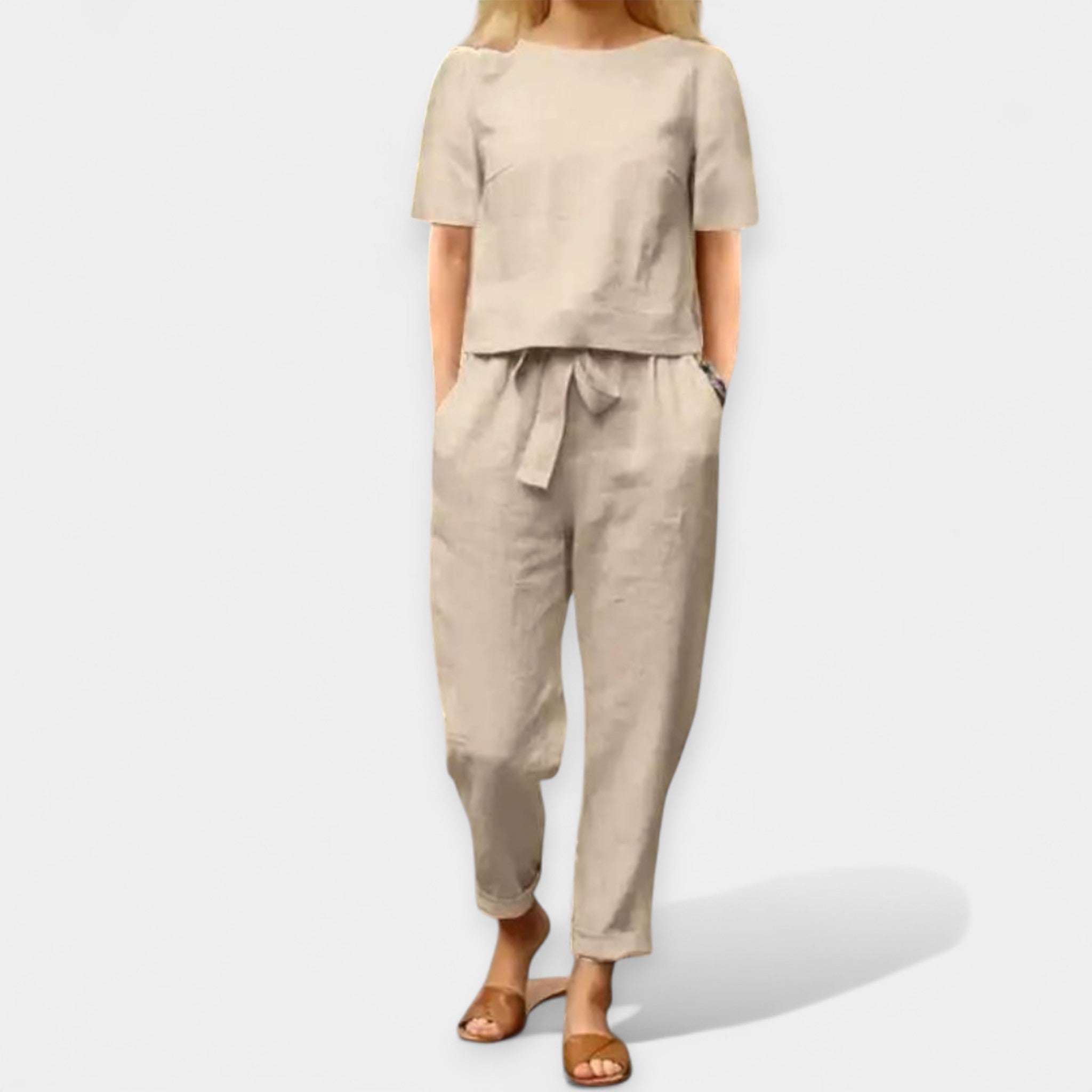 Damen Bequemes Zweifarbiges Set