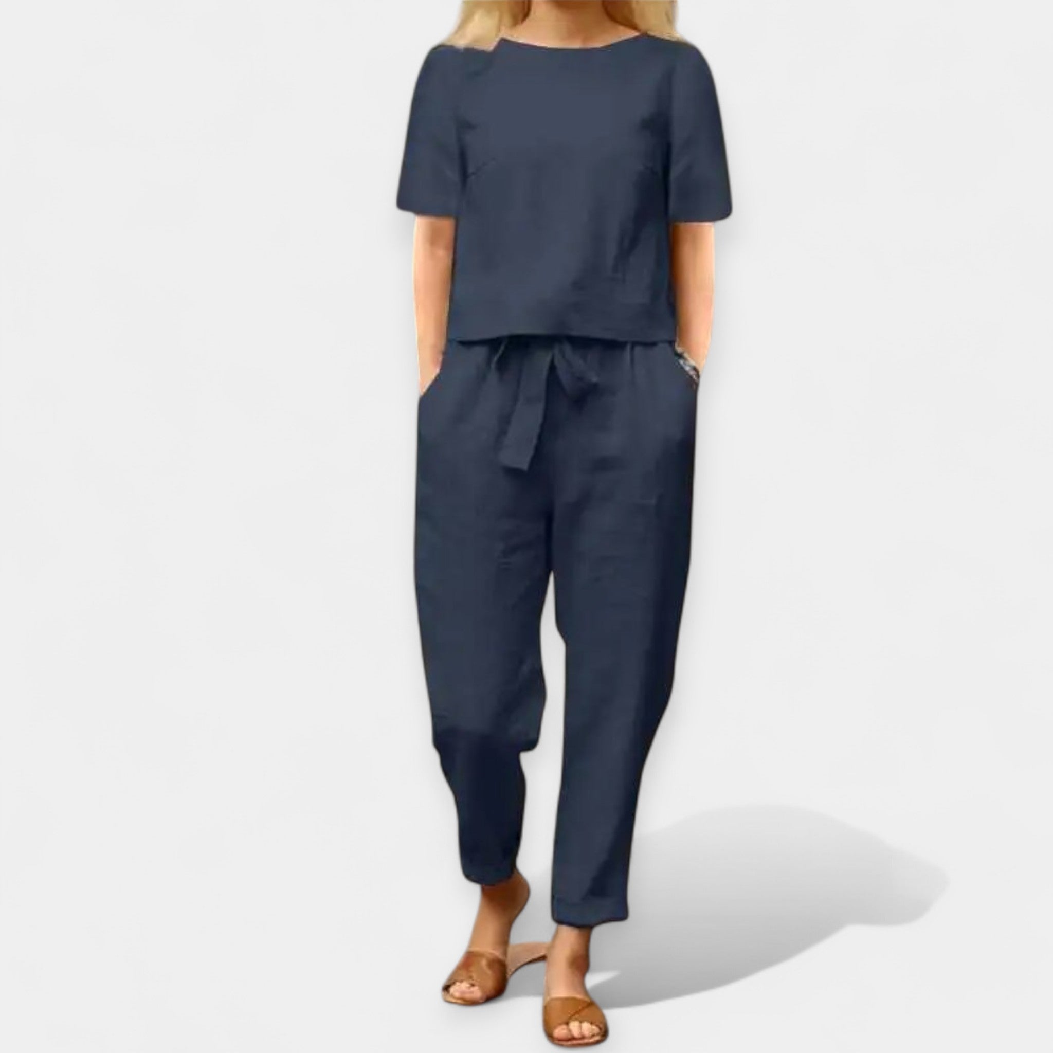 Damen Bequemes Zweifarbiges Set