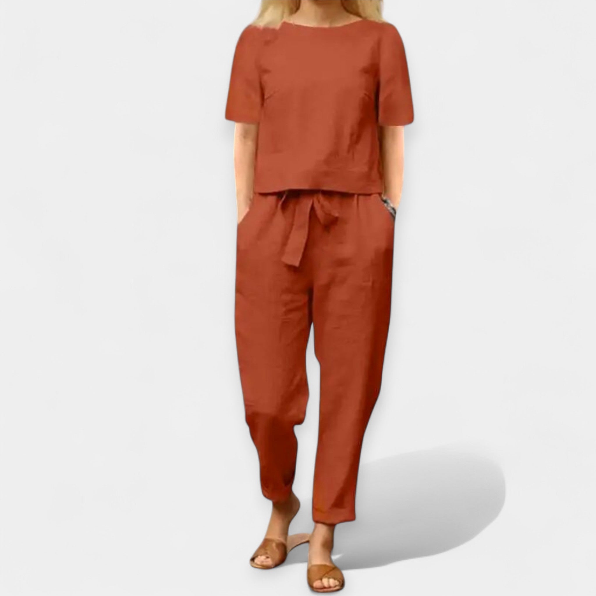 Damen Bequemes Zweifarbiges Set