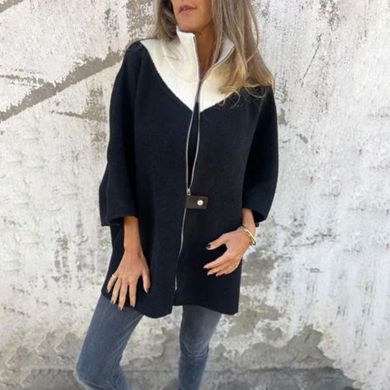 Damen Bicolor Lange Jacke für Eleganz 0