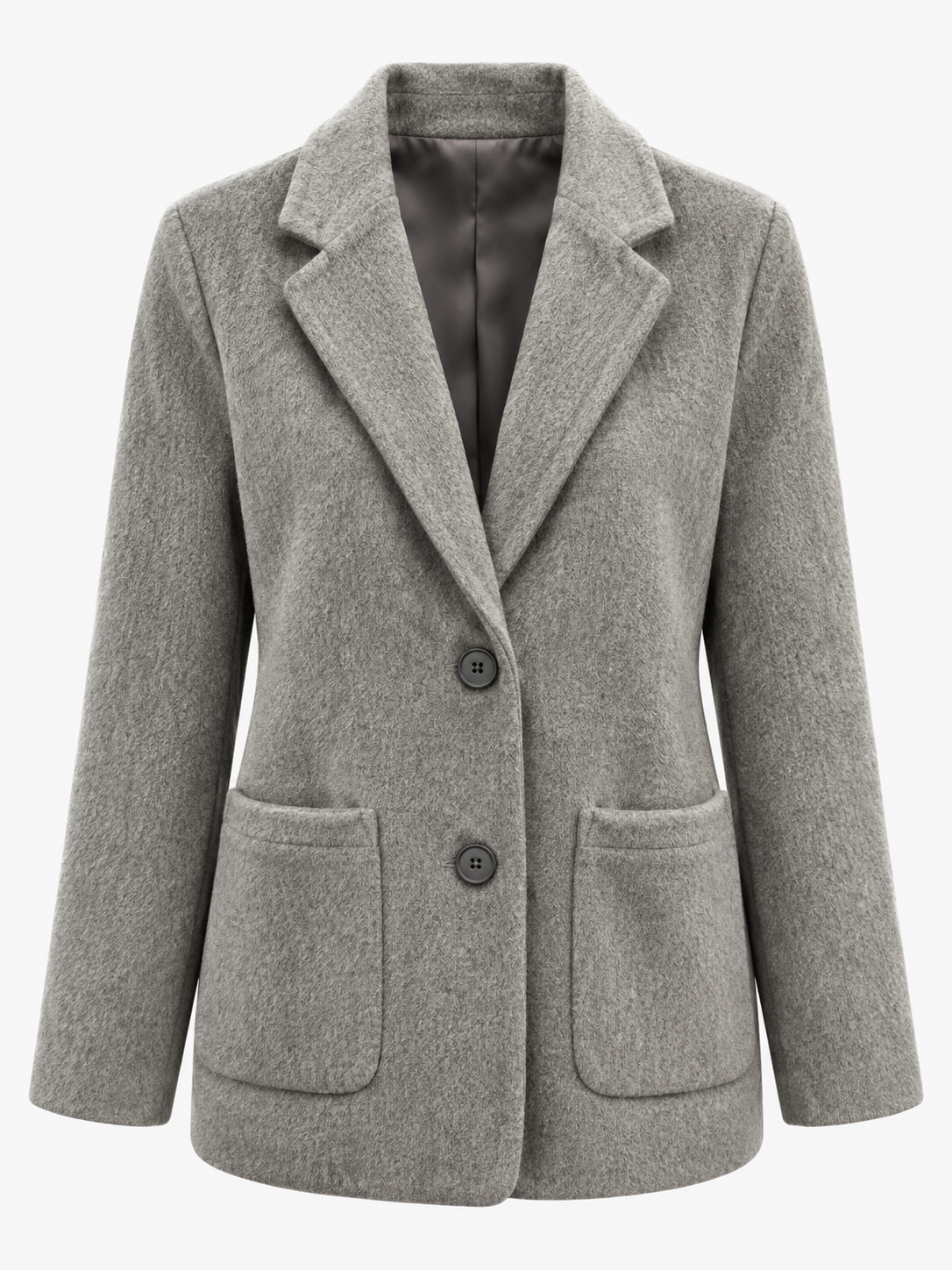 Damen Blazermantel aus Polyester mit Reverskragen, Knopfleiste und Taschen