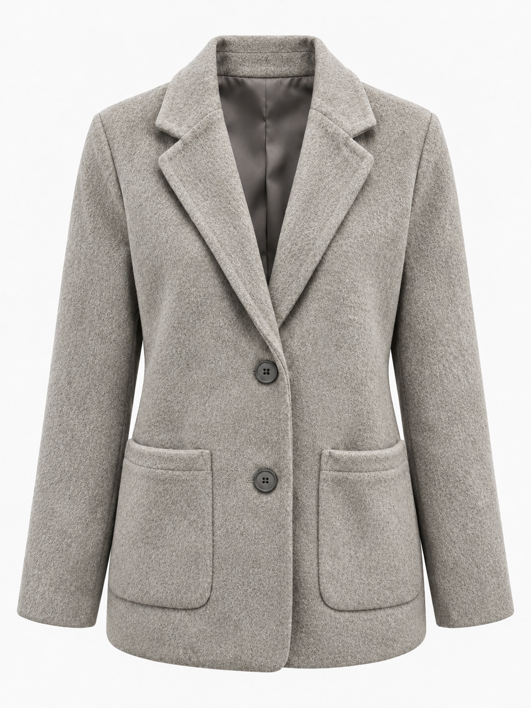 Damen Blazermantel aus Polyester mit Reverskragen, Knopfleiste und Taschen