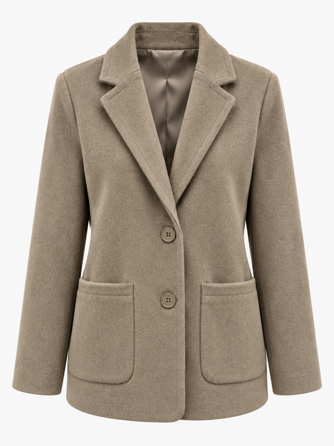 Damen Blazermantel aus Polyester mit Reverskragen, Knopfleiste und Taschen