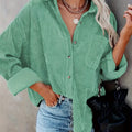 Dame cord overshirt med knaplukning