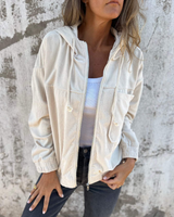 Damen Corduroy Kapuzenjacke mit Reißverschluss