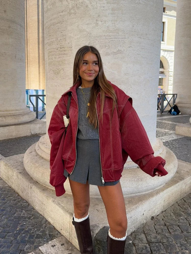 Damen Elegante Jacke in Weinrot 0