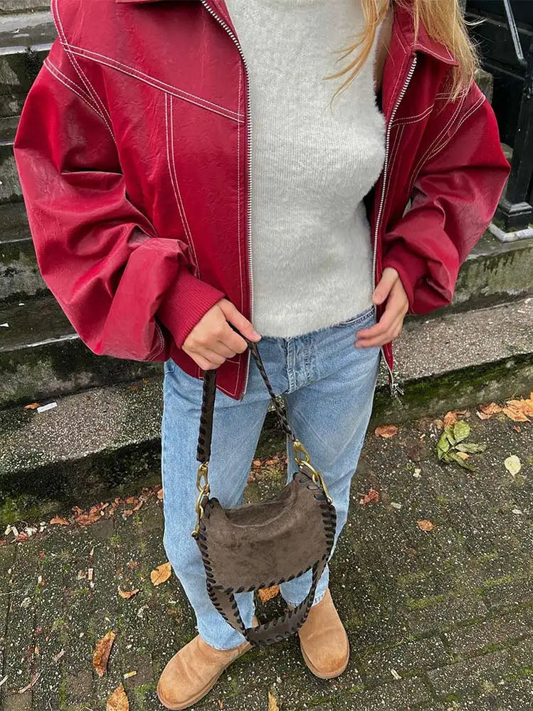 Damen Elegante Jacke in Weinrot 1