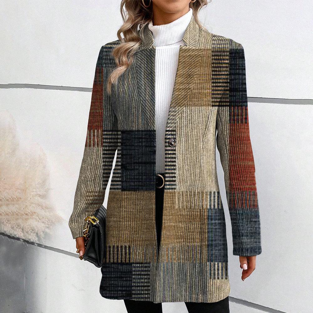 Damen Eleganter Beige Blazerjacke