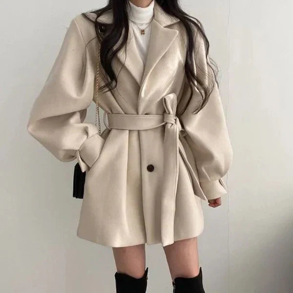 Damen Eleganter Figurbetonter Mantel 0