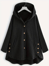Damen Eleganter Schwarzer Wintermantel Lang