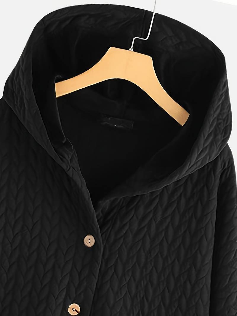 Damen Eleganter Schwarzer Wintermantel Lang