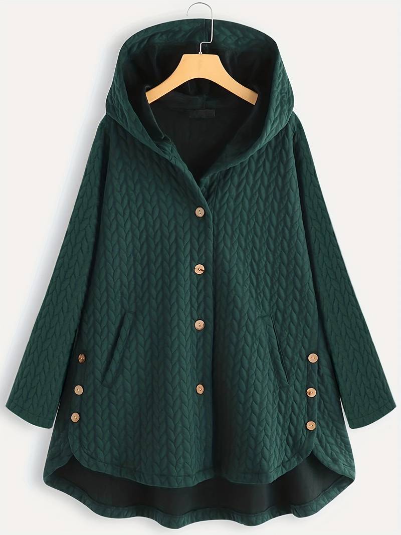 Damen Eleganter Schwarzer Wintermantel Lang