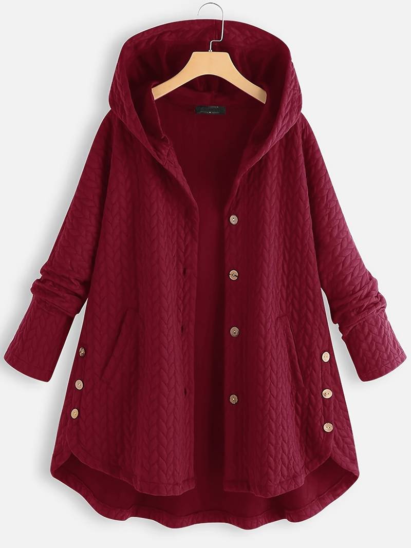 Damen Eleganter Schwarzer Wintermantel Lang