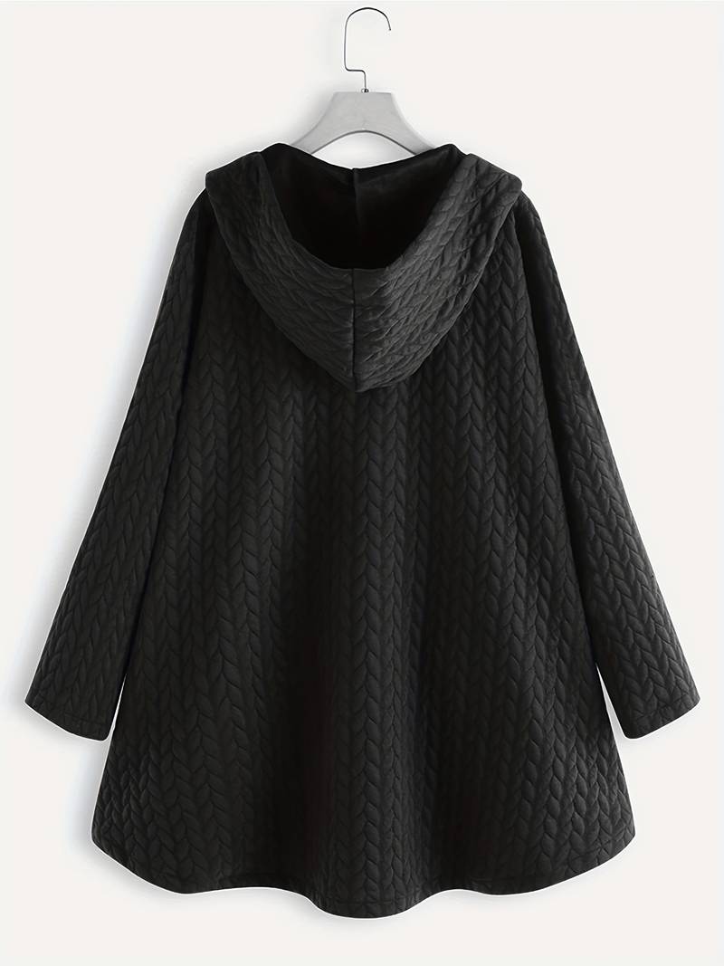 Damen Eleganter Schwarzer Wintermantel Lang