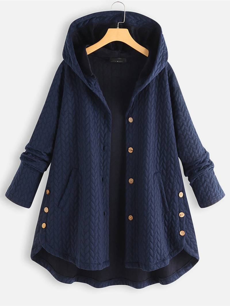 Damen Eleganter Schwarzer Wintermantel Lang