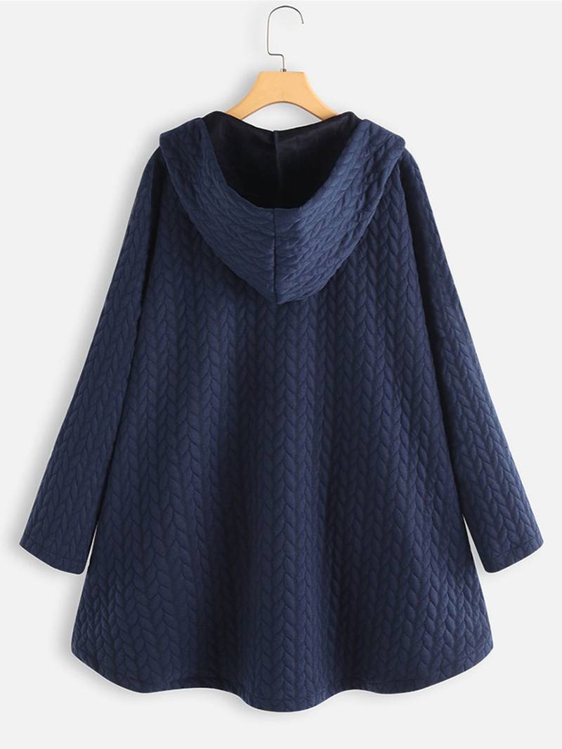 Damen Eleganter Schwarzer Wintermantel Lang