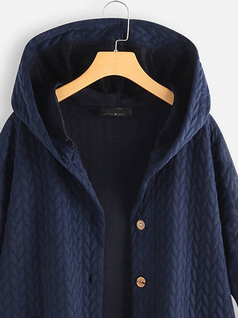 Damen Eleganter Schwarzer Wintermantel Lang
